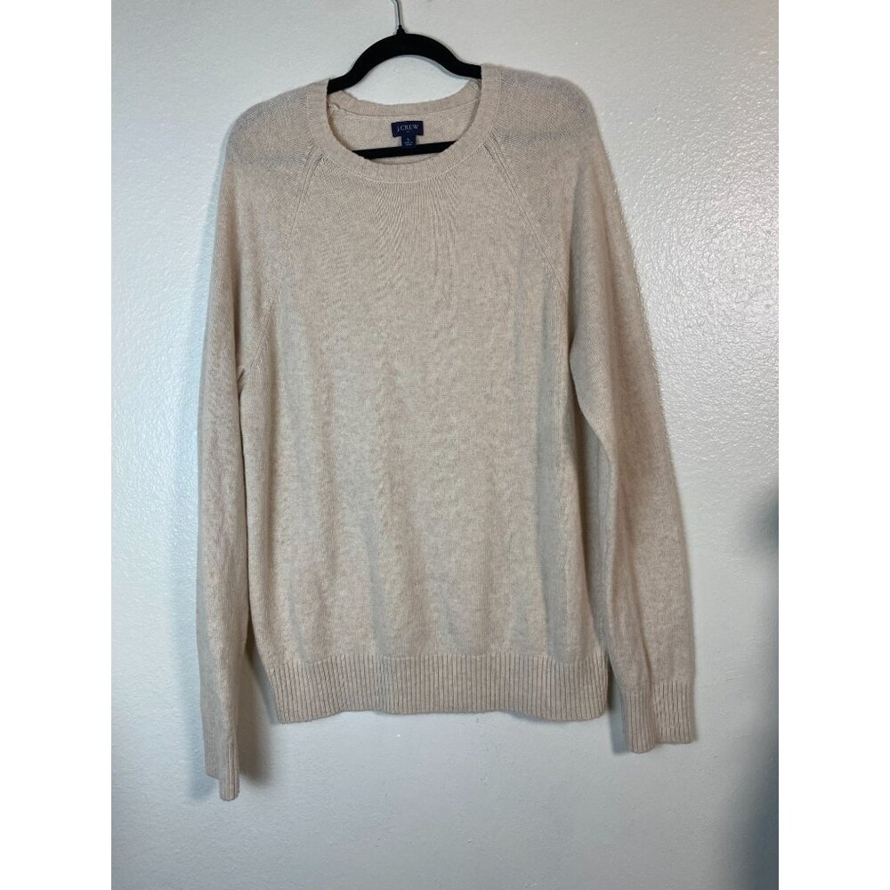 J.‎ Crew Supersoft Lambswool Blend Cream Crewneck Sweater Size Large Wool